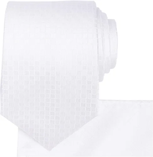 Vista 100 de KissTies Mens Checkered Tie Set Solid Color Festive Necktie + Pocket Square