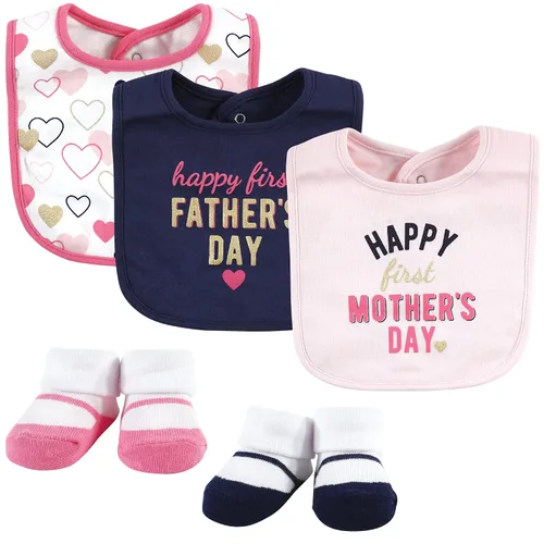 Vista 27 de Hudson Baby Conjunto de babero y calcetines unisex de algodón para bebé, Tamaño único Chica Calabaza