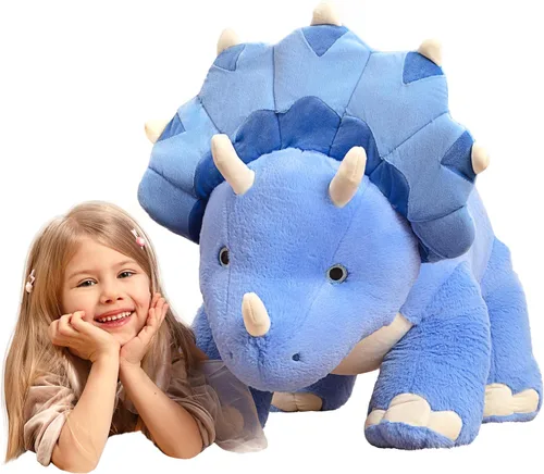 Vista 10 de IKASA Triceratops - Juguete de peluche de dinosaurio de 18 pulgadas, suave, grande y grande, lindo peluche esponjoso, regalos para niños y niñas