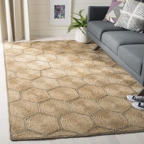 Vista 9 de SAFAVIEH Natural Fiber Collection - Alfombra decorativa, 2 x 3 pies, natural y gris, yute tejido de panal hecho a mano, ideal para zonas de alto