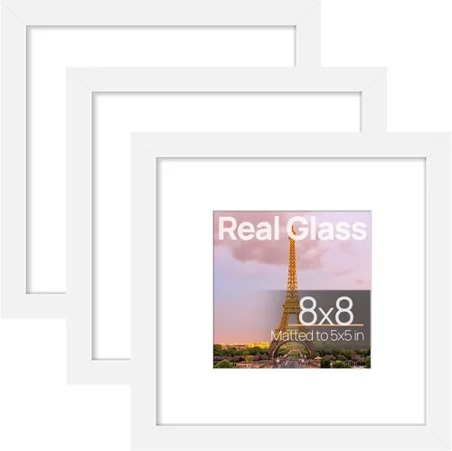 Vista 9 de upsimples Juego de 3 marcos de fotos de 5 x 7 pulgadas, hechos de cristal de alta definición para 4 x 6 con alfombrilla o 5 x 7 sin alfombrilla