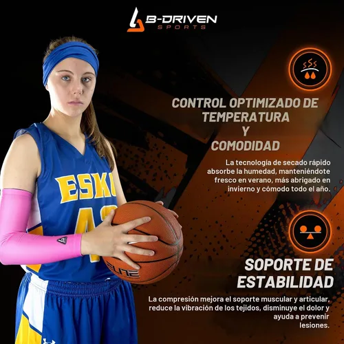 Vista 3 de B-Driven Sports Manga de Compresión Pro-Fit para Brazo - Deportes Atléticos Baloncesto, Fútbol, Sóftbol, Carrera, Juegos, - nan (1 unidad)