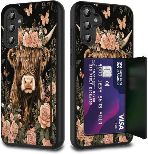 Vista 42 de Funda híbrida de doble capa con función atril para Samsung Galaxy A16 5G de 6.9 pulgadas, diseño de vaca con bandera estadounidense