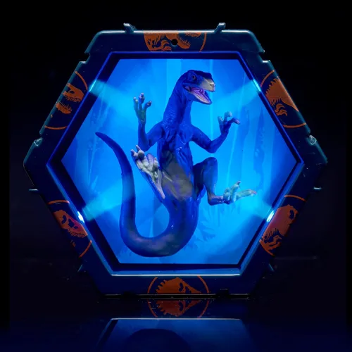 Vista 3 de WOW! PODS Jurassic World Camp Cretaceous SFX Velociraptor Blue Figura iluminada con efectos de sonido Mercancía oficial de Fallen Kingdom