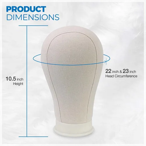 Vista 2 de Beauty Trendz - Cabezal de lona para pelucas de 22 pulgadas, cabeza de peluquería con orificio de montaje para hacer pelucas, soporte de exhibición