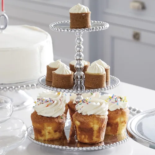 Vista 3 de Mariposa Servidor de cupcakes de 3 niveles con perlas
