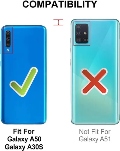Vista 2 de Funda para Galaxy A50 con tarjetero, a prueba de golpes, funda protectora híbrida de silicona resistente para Samsung Galaxy A50, color negro