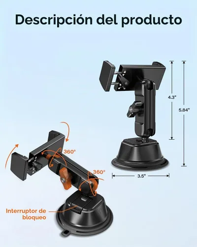 Vista 9 de A2C Soporte de teléfono con ventosa resistente con brazo y abrazadera de aleación de aluminio, soporte de teléfono de succión al vacío de 66 libras