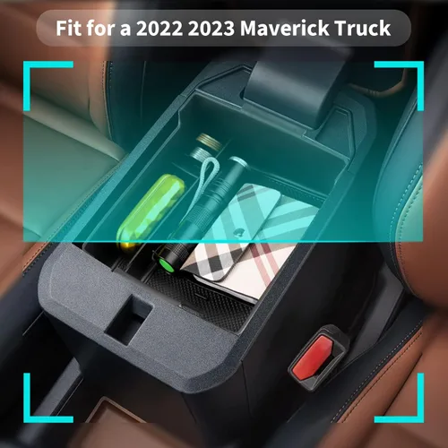 Vista 6 de CDEFG Organizador de consola central Maverick para 2022 2023 2024 2025 Maverick Camión Consola central, reposabrazos, bandeja de almacenamiento