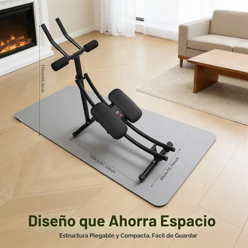 Vista 2 de Abdominal Crunch Coaster, Height Adjustable Ab Trainer Abdominal Whole with LCD Monitor & Six Silent Rollers, Body Workout Machine for Home