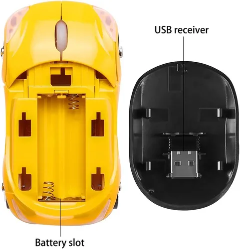 Vista 5 de Usbkingdom - Ratón inalámbrico 2,4 GHz, 3D, deportivo, con forma de coche, óptico ergonómico con receptor USB para PC, portátil, computadora
