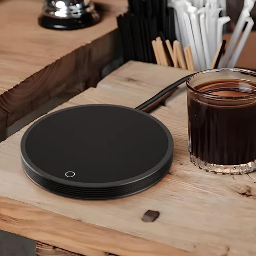 Vista 2 de GLSY Calentador de taza de café, calentador de tazas para escritorio, plato calentador de bebidas eléctrico con 2 ajustes de temperatura para té