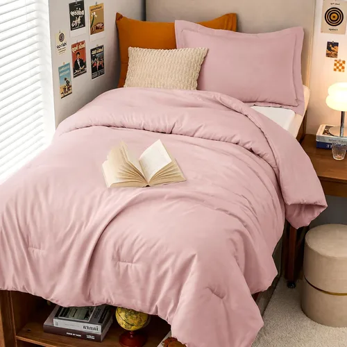 Vista 62 de MUXHOMO Juego de edredón beige tamaño individual/individual XL, ropa de cama alternativa ultrasuave para todas las estaciones. El juego de cama