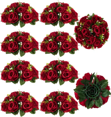 Vista 38 de BLOSMON Bolas de Flores para Bodas, Centros de Mesa de Rosas, 2 Piezas, Flores Artificiales Negras, Bolas Florales Colgantes, Decoración de Arreglos