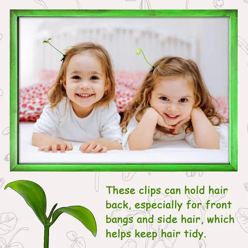 Vista 5 de Juego de 30 pinzas para el cabello con brotes de frijoles, bonitos pasadores de pelo de plantas verdes para mujeres, niñas y niños, horquillas