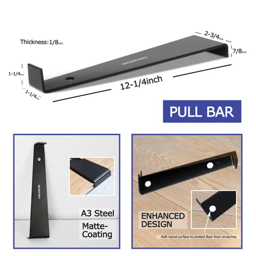 Vista 3 de WORKPRO Kit de instalación de pisos de madera laminada con mazo reforzado de doble cara, barra de tracción resistente, bloque de roscado