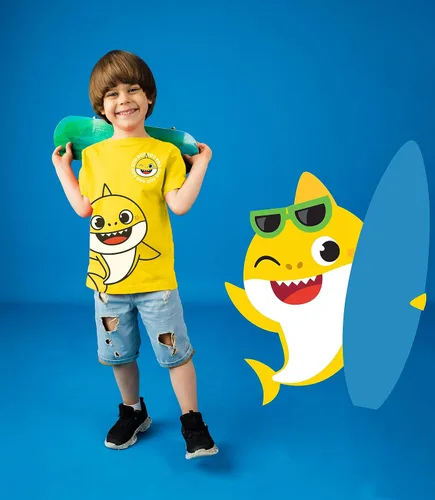 Vista 4 de Nickelodeon Baby Shark - Camiseta gráfica para niños pequeños (paquete de 3) con camiseta de personaje familiar de mamá y papá, trajes para niños