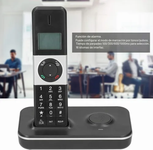 Vista 5 de Teléfono inalámbrico para el hogar, sistema de teléfono inalámbrico, pantalla LCD retroiluminada, identificación de llamada/reenvío de llamadas
