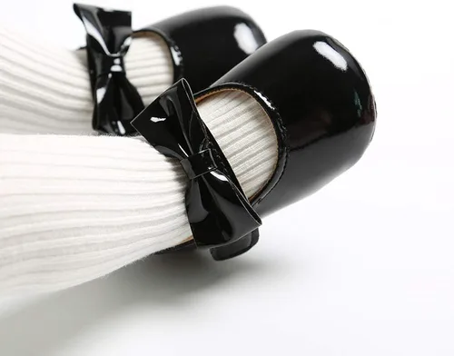 Vista 4 de Ohwawadi Zapatos de bebé para niña, zapatos planos Mary Jane de princesa para vestido de boda, zapatos de cuna para recién nacidos, bebés, bebés