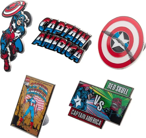 Vista 27 de Marvel Studios: The Falcon y The Winter Soldier - Juego de 5 pines de solapa con base de metal y esmalte con caja circular de 6.3 pulgadas