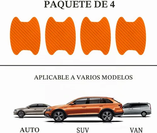 Vista 5 de 4 calcomanías protectoras de manija de puerta de auto, película protectora universal de fibra de carbono antiarañazos, adhesivos de pintura lateral