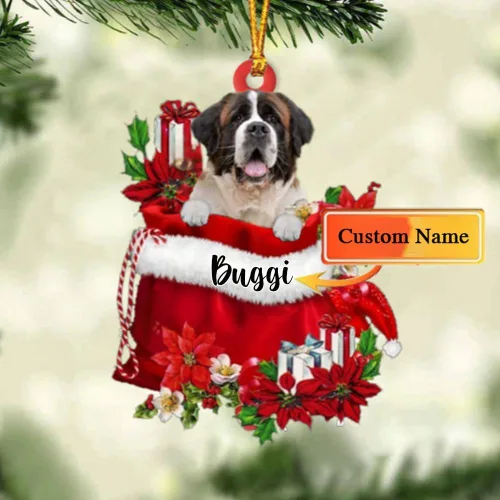 Vista 130 de Perro Akita Inu personalizado en bolsa de regalo, adorno de Navidad, nombre personalizado, regalo para amantes de los perros, familia, Navidad