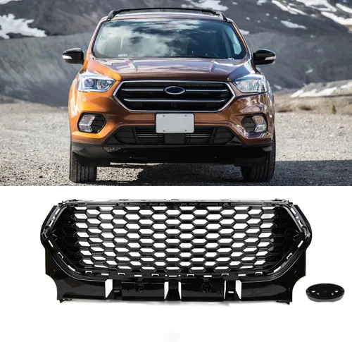 Vista 7 de Dreamseek Parrilla delantera para parachoques para Ford Escape 2017, 2018 y 2019 S SE SEL EcoBoost Titanium, diseño de malla de panal