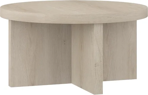Vista 13 de Henn&Hart - Mesa de centro escandinava de 44 pulgadas, color blanco haya El estilo de pedestal atemporal se combina con una superficie generosa
