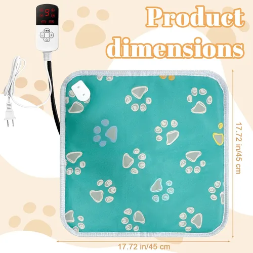 Vista 6 de La La Pet Almohadilla térmica para mascotas, 9 temperaturas ajustables, 110 V, cama climatizada con interruptor y tubo de protección de línea Verde