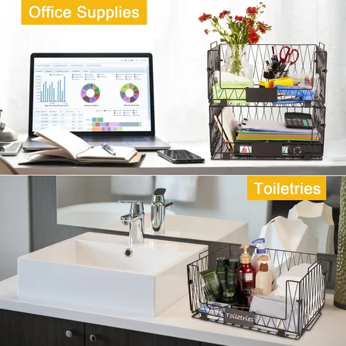 Vista 6 de 2 paquetes XXL de cestas de organización y almacenamiento para despensa de cocina, cesta de frutas y verduras para gabinete de cocina, cestas