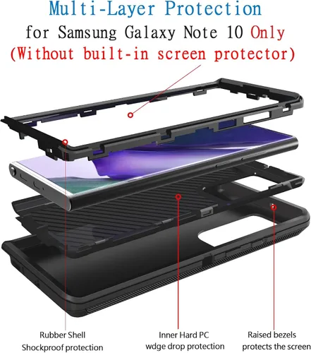 Vista 3 de Funda para Samsung Galaxy Note 10 5G, [grado militar] protectora a prueba de golpes, resistente funda de teléfono para Note 10 de 6.3 pulgadas