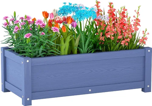 Vista 9 de Cama de jardín elevada con orificio de drenaje, impermeable, pequeña maceta elevada de polietileno de alta densidad con patas, estable y duradera