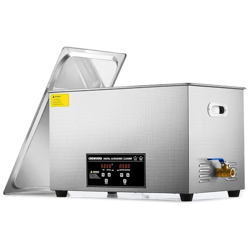 Vista 15 de Máquina de Limpieza Ultrasónica Profesional CREWORKS, Máquina Ultrasónica con Calentador y Temporizador, Limpiador Ultrasónico Digital para Joyas