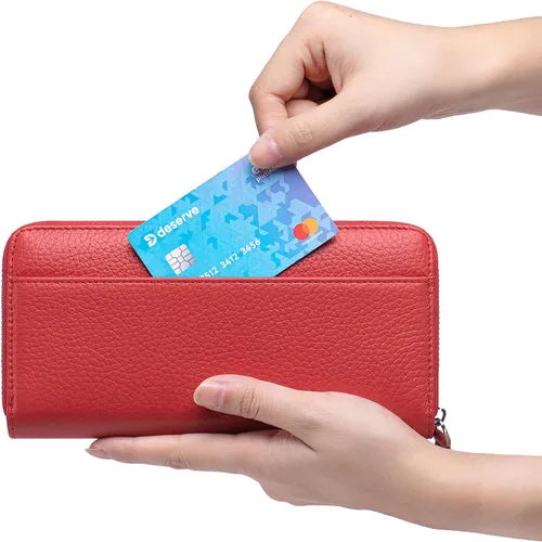 Vista 7 de RFID Blocking Womens Zipper Wallet Leather Large Capacity Billfold Clutch Zip Around Wallets for Women
