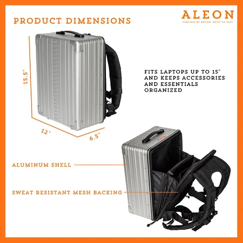 Vista 2 de Mochila híbrida ligera de aluminio de 17 pulgadas para hombres y mujeres, se adapta a portátiles de 15 pulgadas, mochila rígida de alta calidad