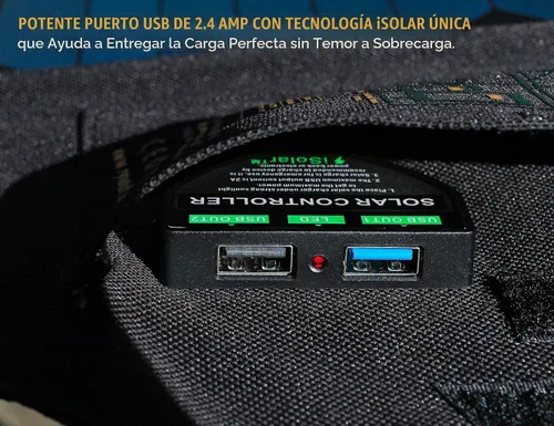 Vista 6 de Ryno Tuff Cargador solar portátil para campamento, cargador plegable de panel solar de 21 W, 2 puertos USB, impermeable y duradero, compatible