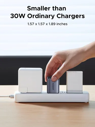 Vista 4 de UGREEN Cargador USB C de 35 W para iPhone 17 de carga rápida, Nexode 2 puertos GaN plegable PPS compacto y rápido bloque de cargador de pared