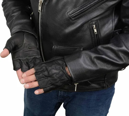Vista 7 de Guantes Milwaukee Leather para hombre sin dedos para motocicleta Negro