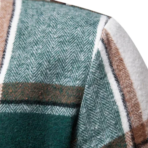 Vista 5 de Camisas de manga larga para hombre, con botones, casual, elegante, a cuadros, con botones, ligera, abrigo de otoño
