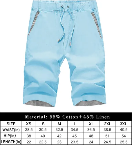 Vista 6 de Janmid Pantalones cortos casuales de lino para hombre