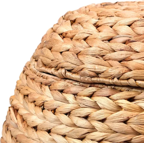 Vista 8 de Water Hyacinth - Tina de almacenamiento de barril multiusos natural con tapa, cesta para organizar, taburete otomano