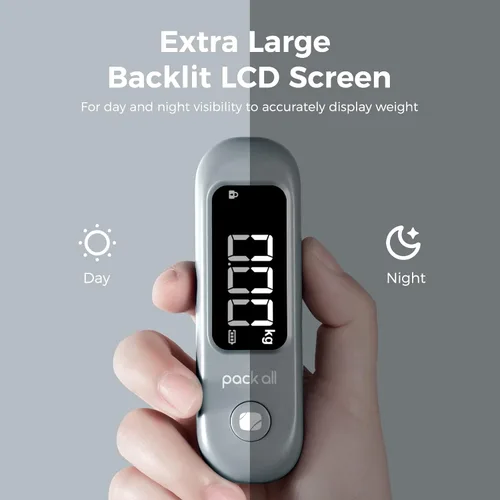 Vista 2 de pack all Báscula de equipaje de 110 libras, báscula digital de equipaje de mano, báscula de peso para maleta de viaje con pantalla LCD, batería