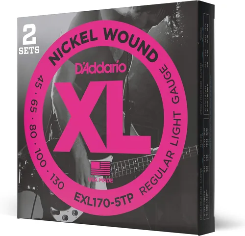 Vista 29 de D'Addario Cuerdas para Bajo Eléctrico, XL Níquel, EXL170M, Calibre Regular Ligero 45-100, Escala Media, Juego de 4 Cuerdas, Paquete de 1