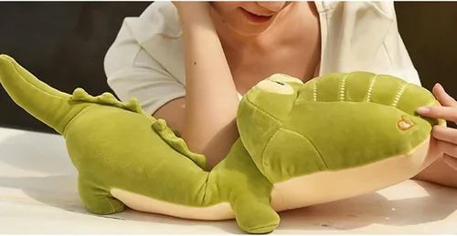 Vista 3 de Almohada grande de cocodrilo para abrazar, suave peluche de cocodrilo, regalo para niños, cumpleaños, Navidad, 25.6 pulgadas