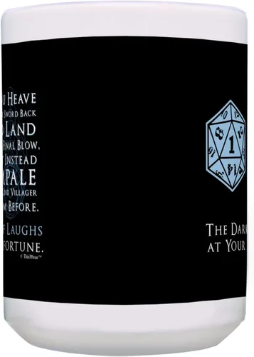 Vista 4 de Gaming Gifts D20 Dice Roll Critical Fail The Dark Elf Laughs Crit Fail Dados Taza Negro 15oz - Elfo Oscuro