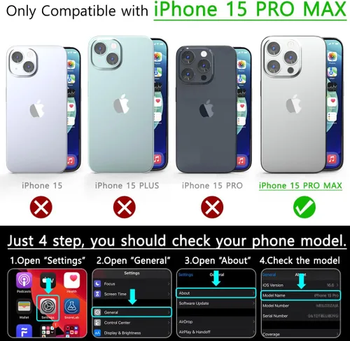 Vista 6 de Funda magnética para iPhone 15 Pro Max, funda magnética delgada metálica mate TPU [compatible con accesorios Magsafe], protector de pantalla