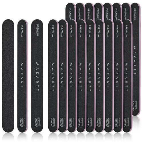 Vista 16 de Makartt Lima de uñas, tablas de esmeril de grano 100/180 para uñas, kit profesional de limas de doble cara lavables para lima de uñas media y suave