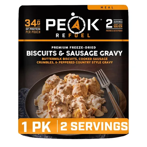 Vista 60 de Goulash de búfalo americano 45g protein, 740 calories, ground bison goulash, 2 servings, 4.94 oz pouch, 6 oz water, ready in 10 minutes, made in