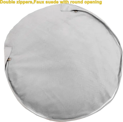 Vista 9 de Funda para puf, sin relleno, suave, lavable, de fibra de felpa, para adultos, funda de piel mullida sin relleno, color crema