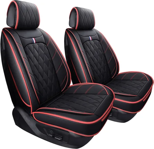 Vista 13 de 2 fundas de asiento delantero de capitán, impermeables, de piel, ajuste universal, color negro Compatible con Honda Civic CRV Toyota 4Runner
